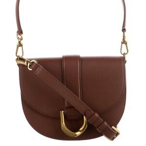 Charles& Keith Gabine Leather Saddle Bag - Brown with Brass Hardware